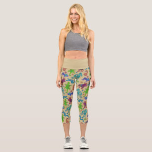 African Mexican Culture Primitive Tribal Pattern 1 Capri Leggings