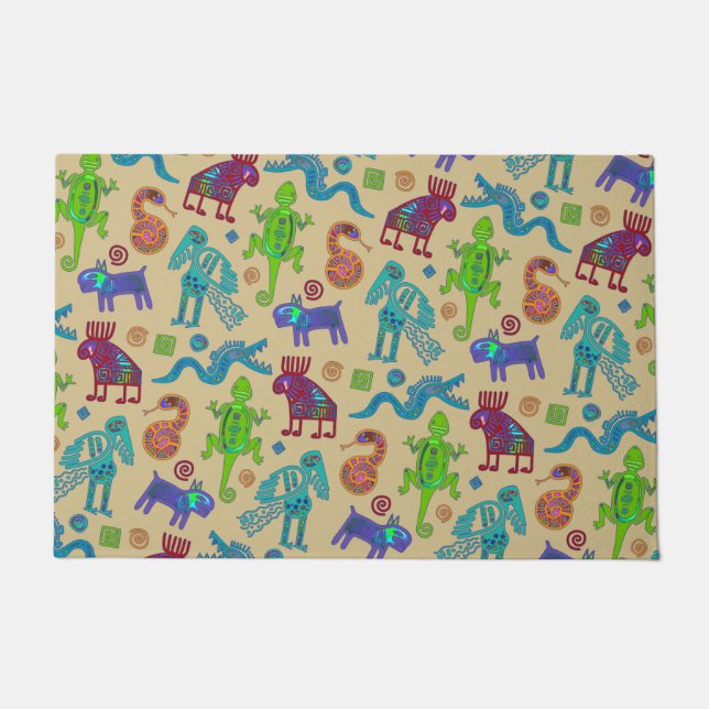 African Mexican Culture Primitive Tribal Pattern 1 Doormat (Front)