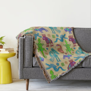 African Mexican Culture Primitive Tribal Pattern 1 Throw Blanket
