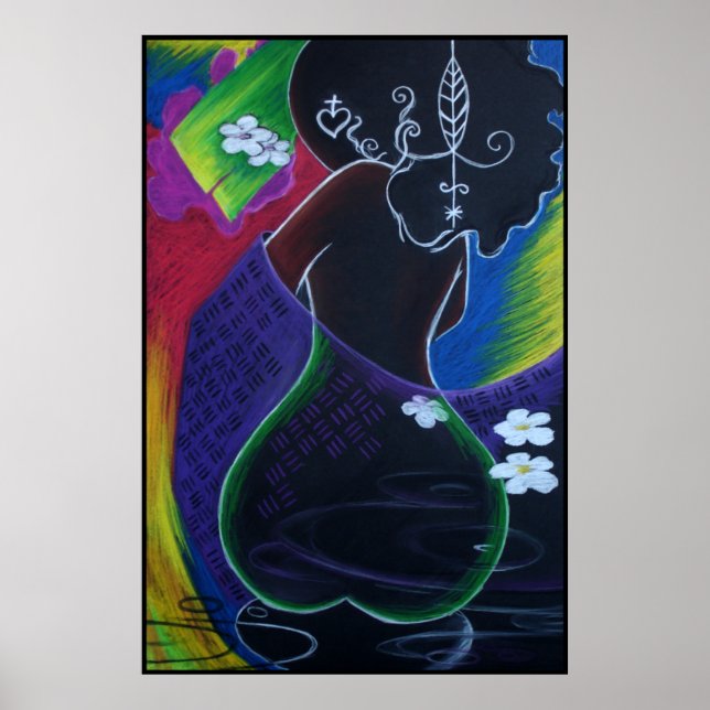 African Moon in Digital Water Poster (Front)