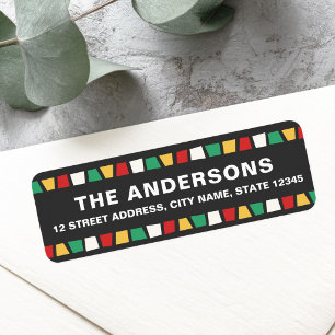 African mosaic Kwanzaa return address Label