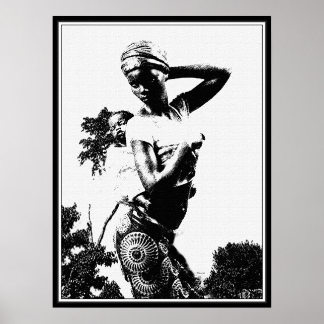 African Mother & Child Art Poster (Front)