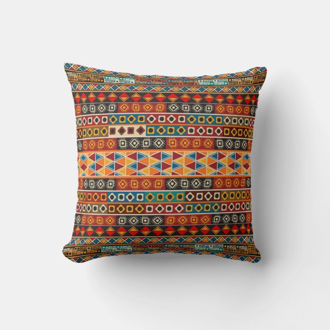 African Motif Colourful Decorative Pattern Design Cushion (Front)