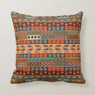 African Motif Colourful Decorative Pattern Design Cushion