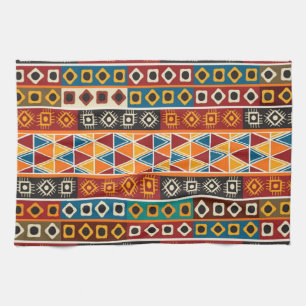 African Motif Colourful Decorative Pattern Tea Towel