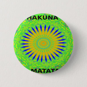 African Motif Design in Green and Gold Art Print 6 Cm Round Badge