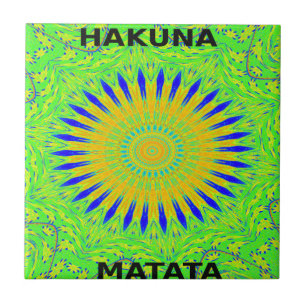 African Motif Design in Green and Gold Art Print Ceramic Tile