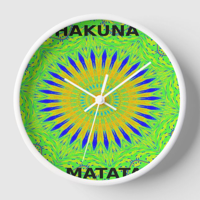 African Motif Design in Green and Gold Art Print Clock (Front)