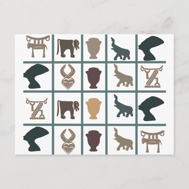 African motifs and animal silhouette art postcard (Front)
