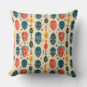 African motifs multi-coloured pattern with grunge  cushion