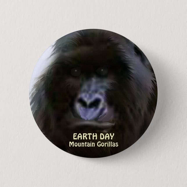 African Mountain Gorilla EARTH DAY Button (Front)