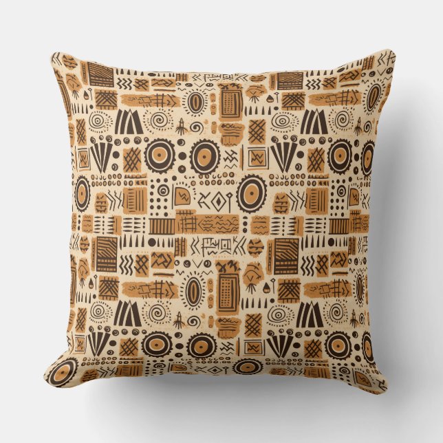 African Mud Cloth Ethnic tribal pattern 1 Cushion (Front)