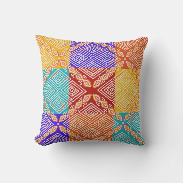 African Mud Cloth Inspired | Colourful Boho Cushion (Front)