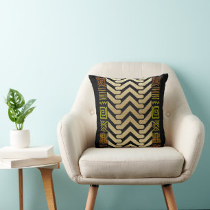 African Mud Cloth Motif Print Cushion