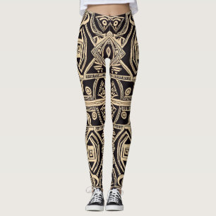 African mud cloth pattern leggings