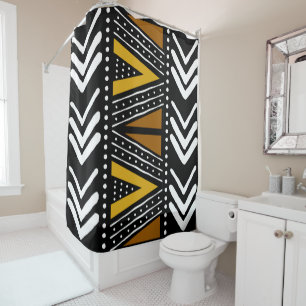 African Mud Cloth Shower Curtain Design