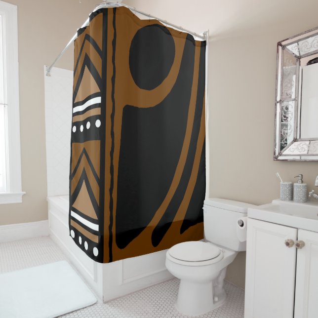 African  Mud Cloth Shower Curtain Design (In Situ)