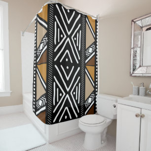 African Mud Cloth Shower Curtain Design