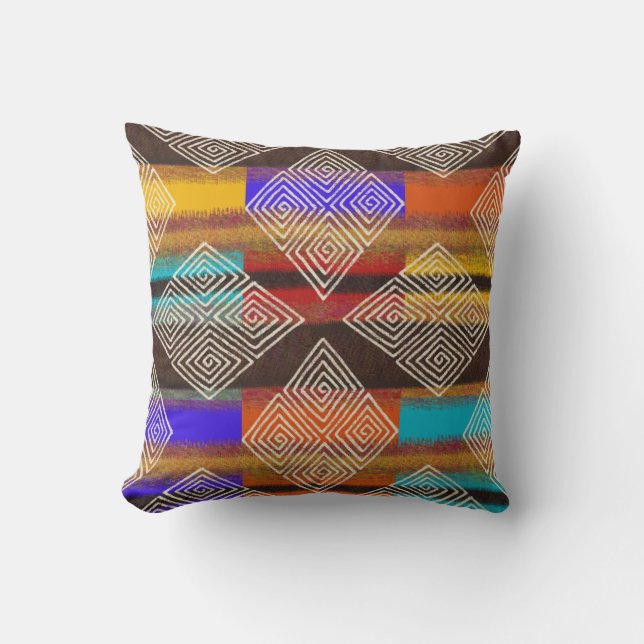 African Mud Cloth Style | Boho Earth Cushion (Front)