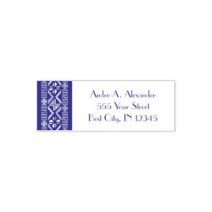 African Mud Cloth Violet Address Self Inking Stamp