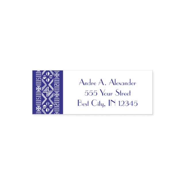 African Mud Cloth Violet Address Self Inking Stamp (Design)