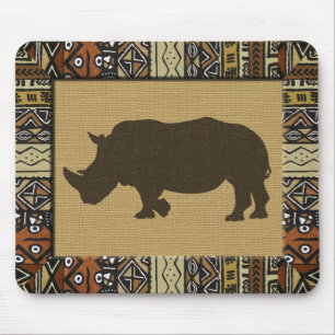 African Mudcloth and Rhino Mouse Pad