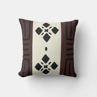 African Mudcloth Bogolan Design Throw Pillow