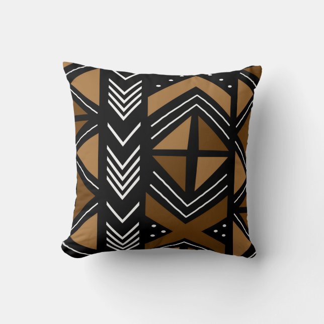 African Mudcloth Bogolan Fabric Design Cushion (Front)