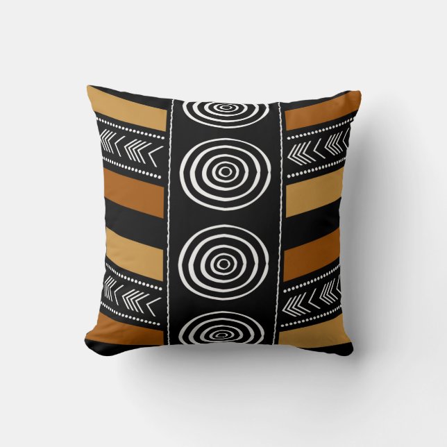 African Mudcloth Bogolan Fabric Design Throw Pillo Cushion (Front)