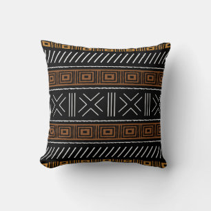 African Mudcloth Bogolan Fabric Design Throw Pillo Cushion