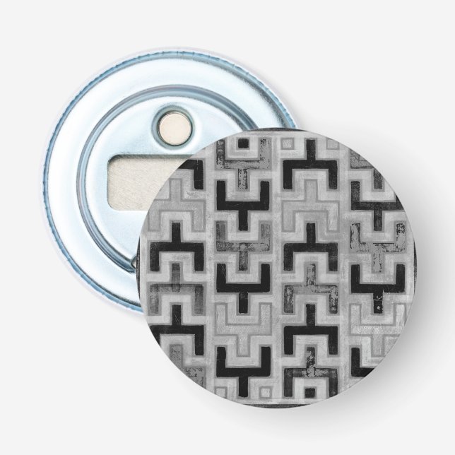 African Mudcloth Textile with Geometric Patterns Bottle Opener (Front)