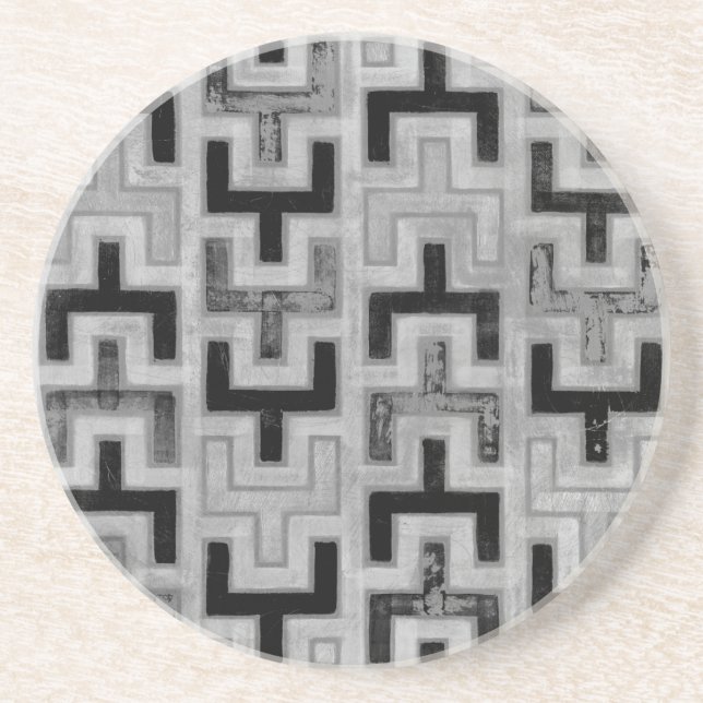 African Mudcloth Textile with Geometric Patterns Coaster (Front)
