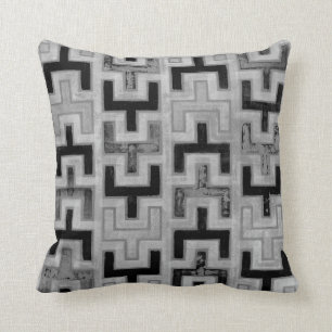 African Mudcloth Textile with Geometric Patterns Cushion