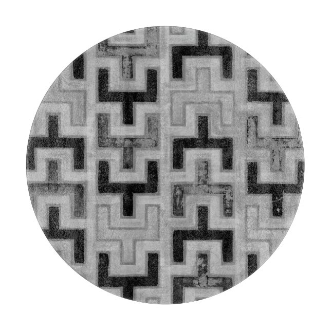 African Mudcloth Textile with Geometric Patterns Cutting Board (Front)