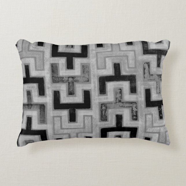 African Mudcloth Textile with Geometric Patterns Decorative Cushion (Front)