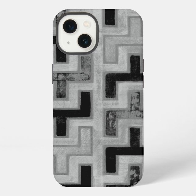 African Mudcloth Textile with Geometric Patterns iPhone Case (Back)
