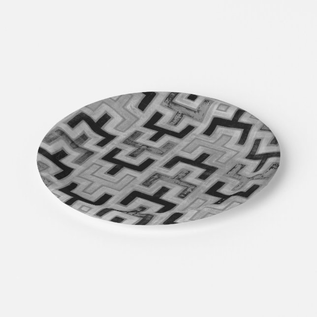 African Mudcloth Textile with Geometric Patterns Paper Plate (Angled)