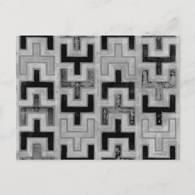 African Mudcloth Textile with Geometric Patterns Postcard (Front)