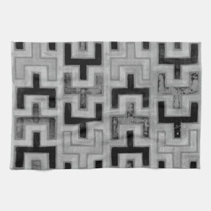 African Mudcloth Textile with Geometric Patterns Tea Towel