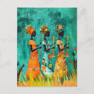 African Musicians in Traditional Dress Postcard
