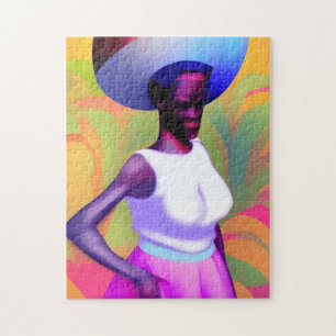 African Old Woman With Large Vase on Head Jigsaw Puzzle