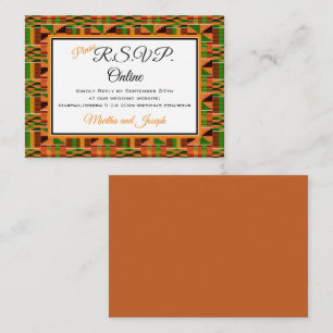 African Orange Classic Kente Cloth RSVP Online Enclosure Card