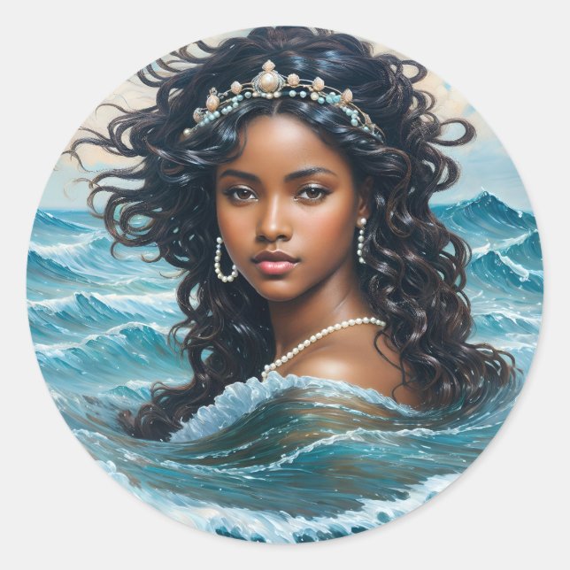 African Orisha Yemaya Water Goddess Art Classic Round Sticker (Front)