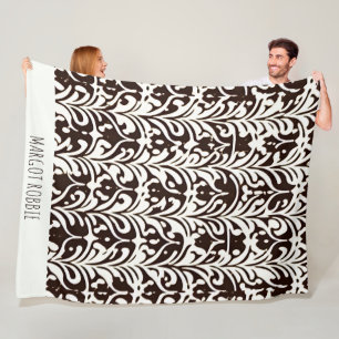 African Ornament Black White Pattern Fleece Blanket