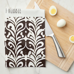 African Ornament Black White Pattern Tea Towel