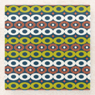 African Oval Shapes: Colourful Seamless. Glass Coaster