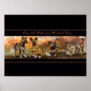 African Painted Puppies Poster
