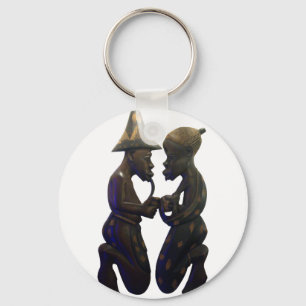 African Paired Hearts: A Lovely Beautiful Moment Key Ring