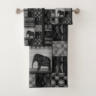 African patchwork bath towel set