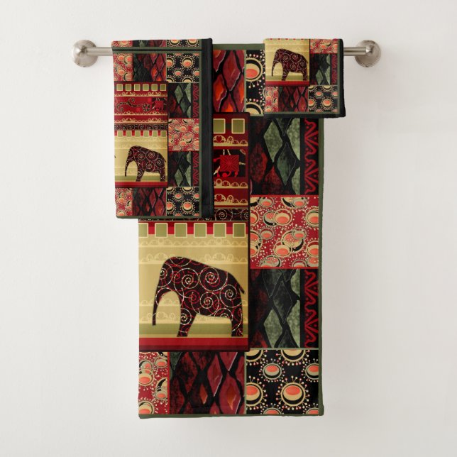 African patchwork bath towel set (Insitu)